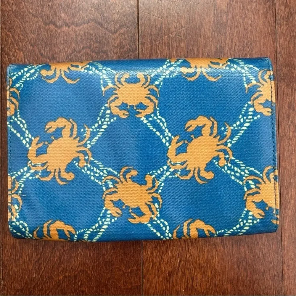 Halsea Blue and Orange Crab Pattern Clutch
